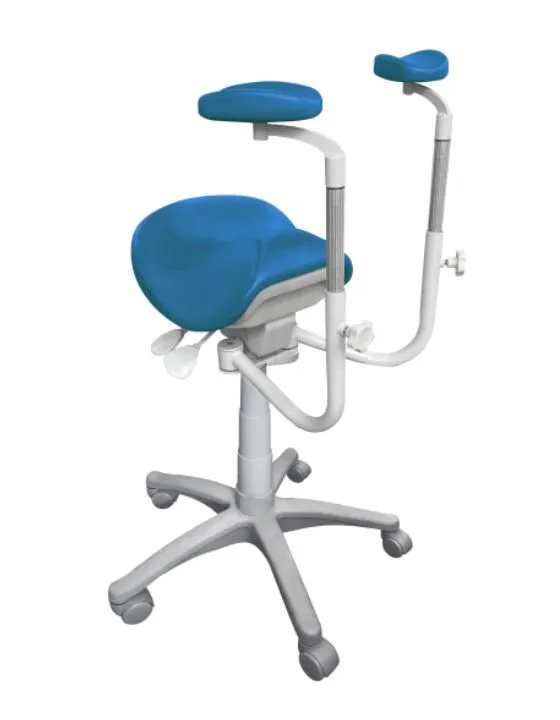 Стул стоматолога Дарта 1910, седло, с вращающимися подлокотниками, синий