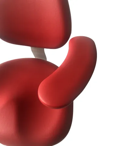 Стул стоматолога Дарта 1900, исполнение для врача с подлокотниками и с фиксацией, красный