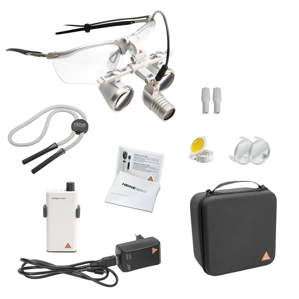 Бинокулярная лупа Heine HRP на очковой оправе S-Frame с осветителем LoupeLight (6х, 340мм)