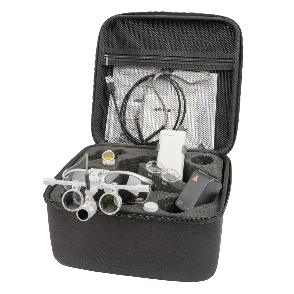 Бинокулярная лупа Heine HRP на очковой оправе S-Frame с осветителем LoupeLight (6х, 340мм)