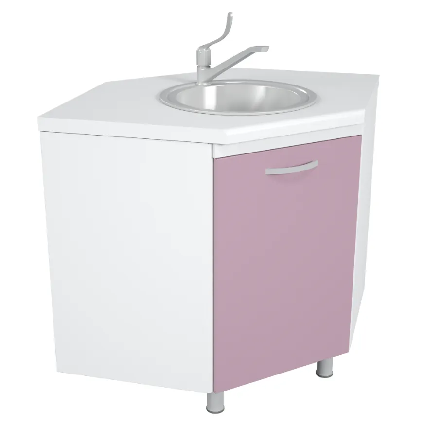 Тумба медицинская под мойку ТММ-1.0 угловая (на опорах)